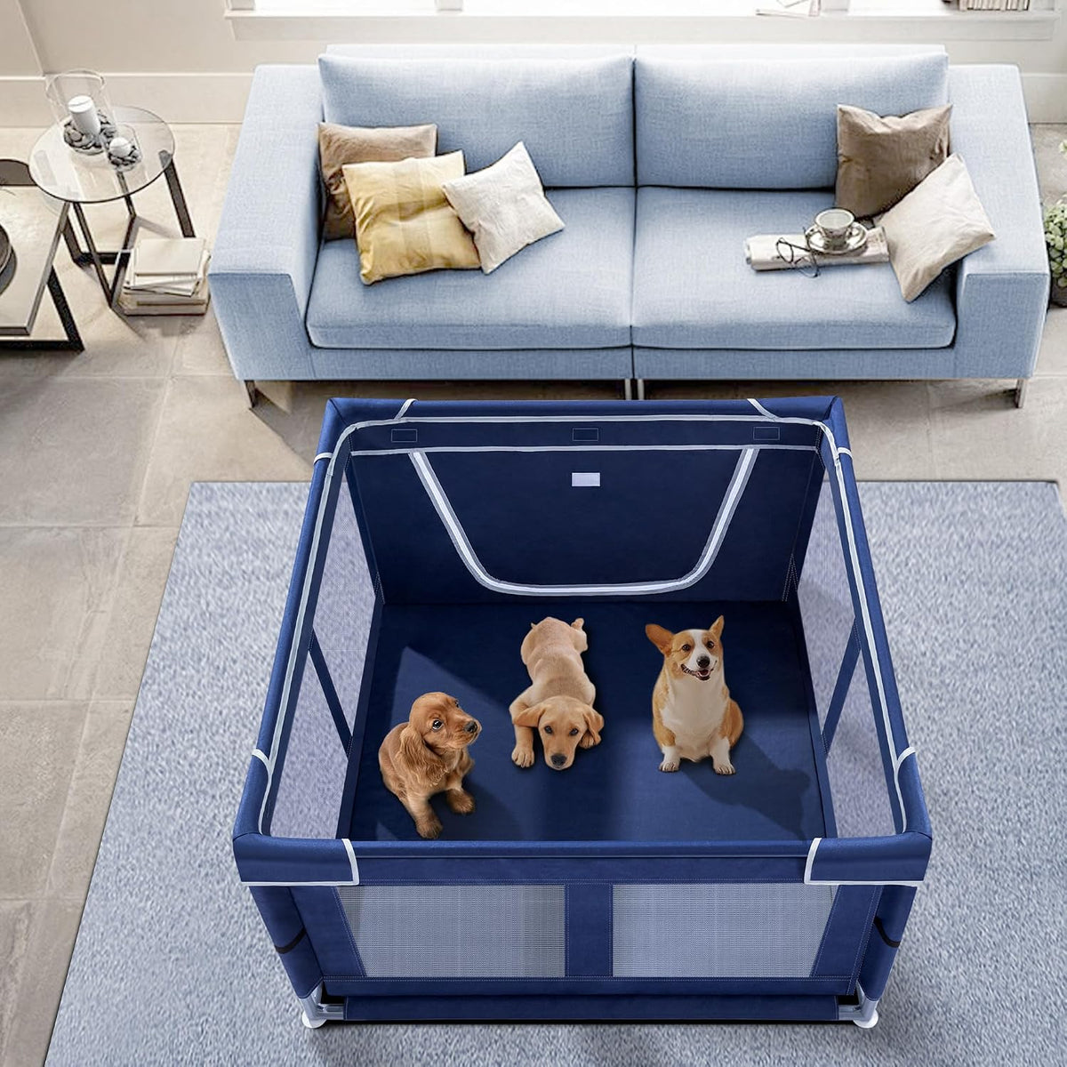 Puppy Playpen Indoor for Dog Small Pets - Royal Blue / 42 Inch w/o top - image 4