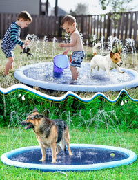 Jasonwell non slip splash pad sprinkler for kids and dogs spraying water in a backyard - view 11