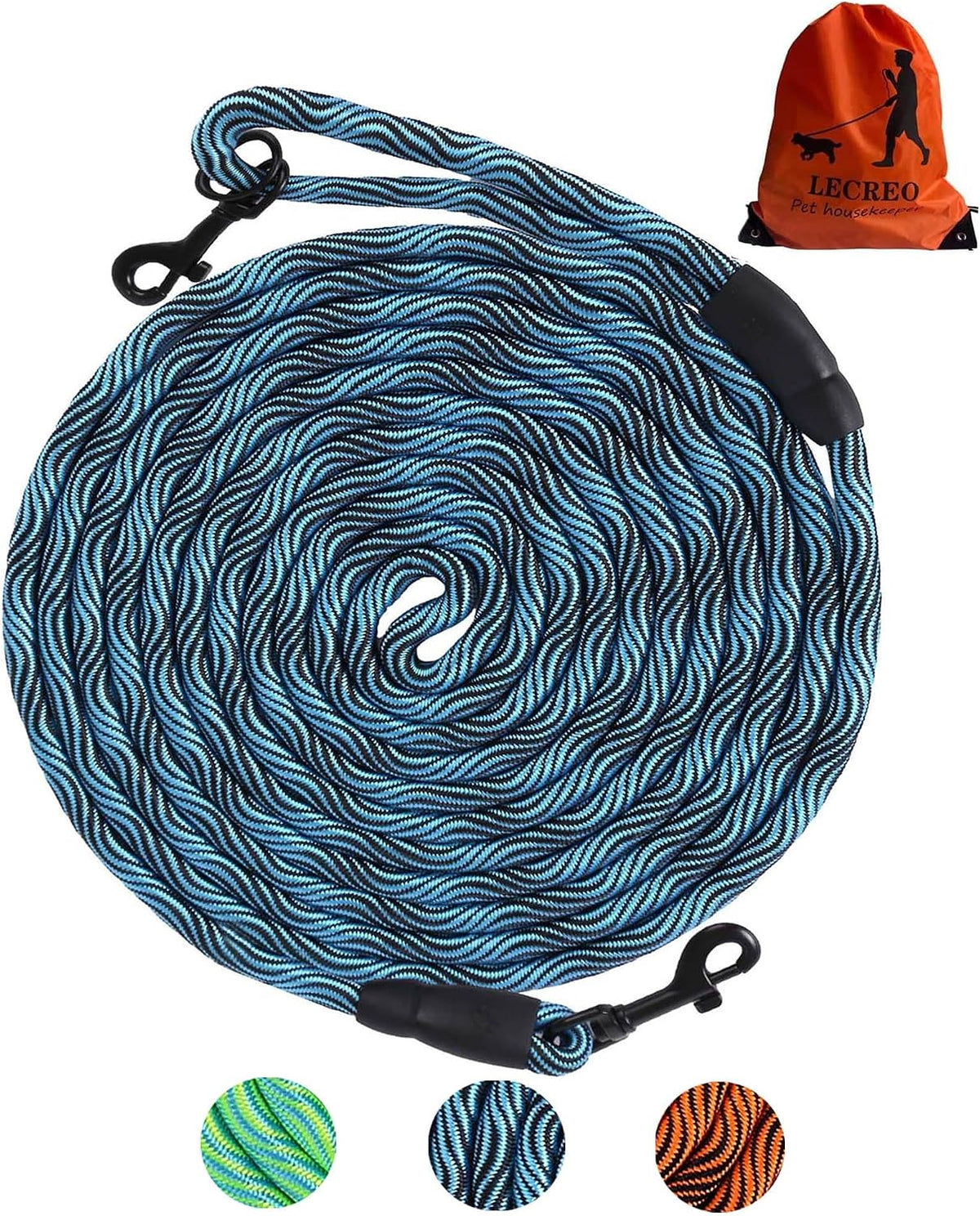 Long Dog Leash Tie-Out Check Cord - Blue / 50FT