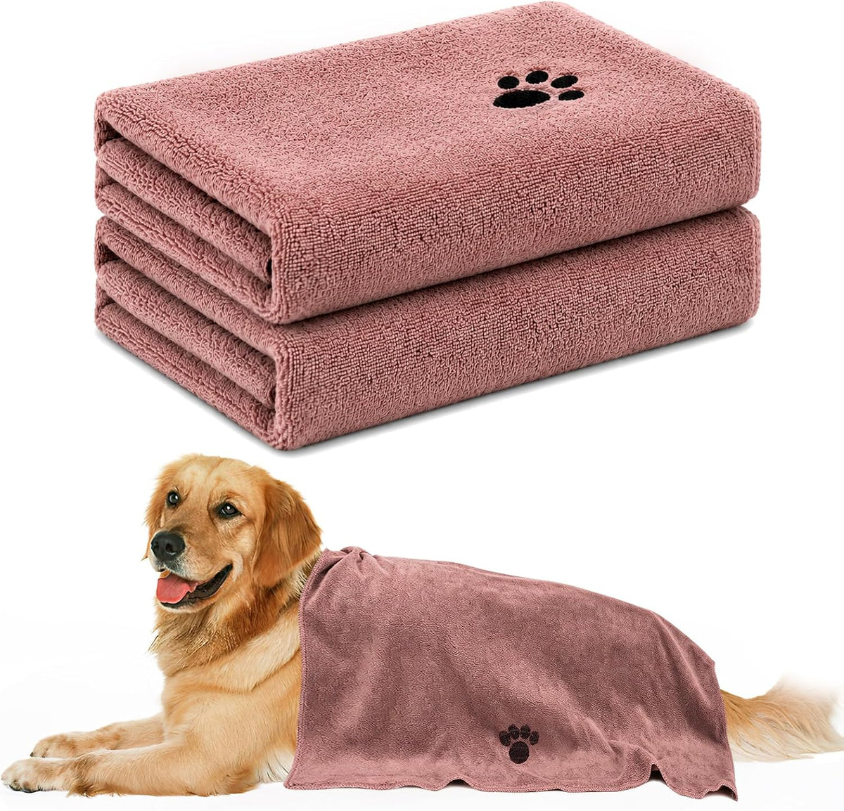 2 Pack Microfiber Dog Towels for Drying Dogs - Brown / 2-Pack
