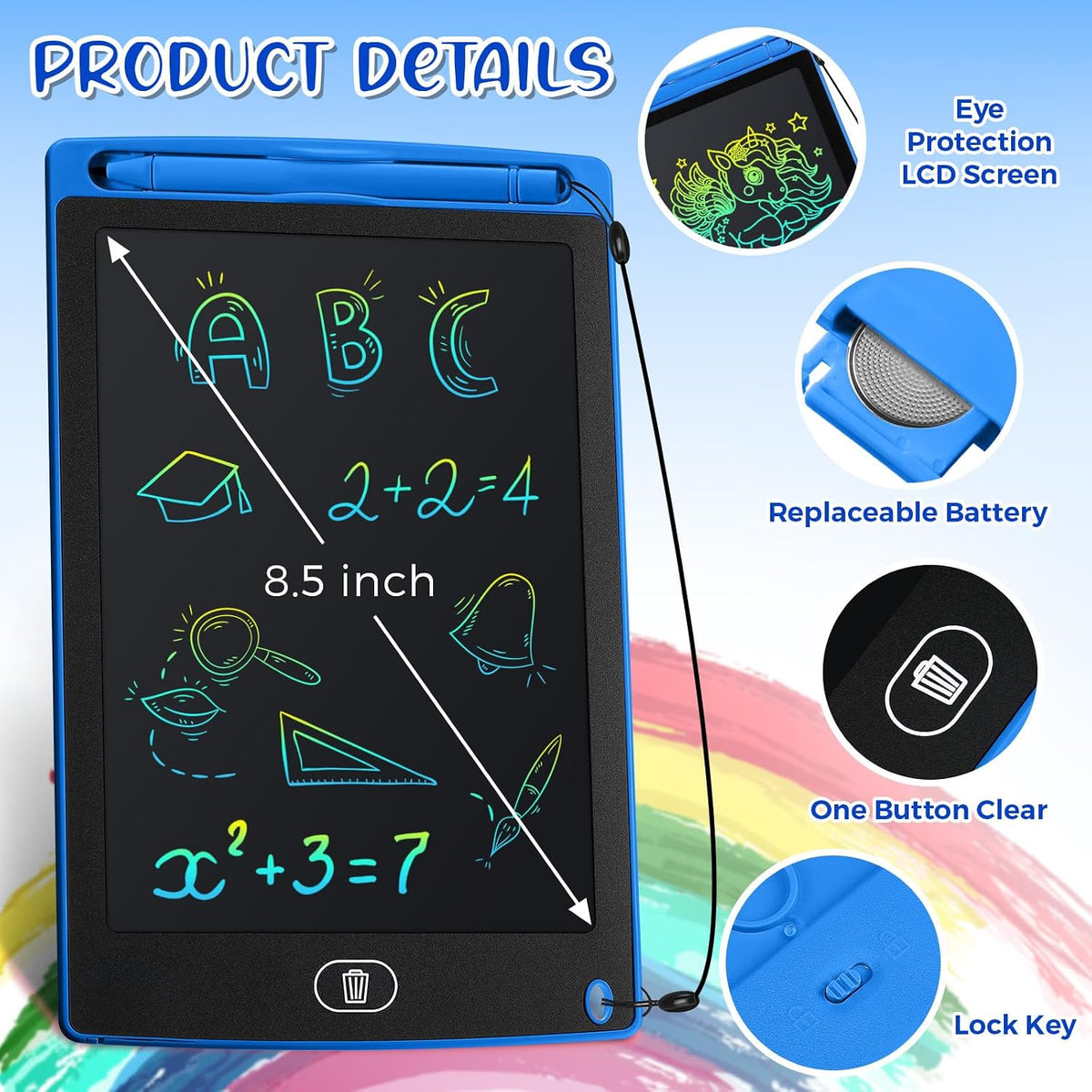 Zhehao 20 Pack 8.5 Inch LCD Writing Tablet Drawing Board - Blue / classic - image 2