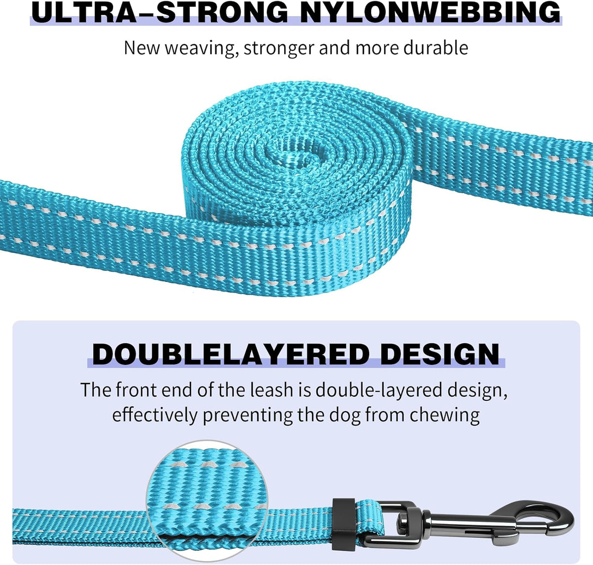Kazazoo Hands-Free Dog Leash Adjustable Length 5-8 Ft - Sky Blue / M - image 4