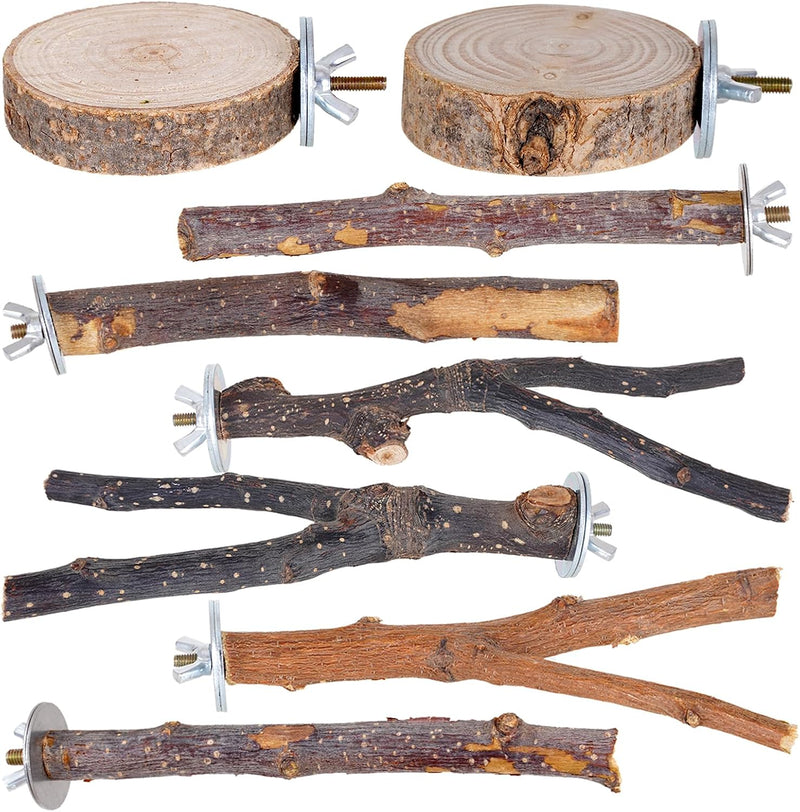 8 Pieces Bird Perch Natural Wooden Parrot Perch Stand Fork Toys