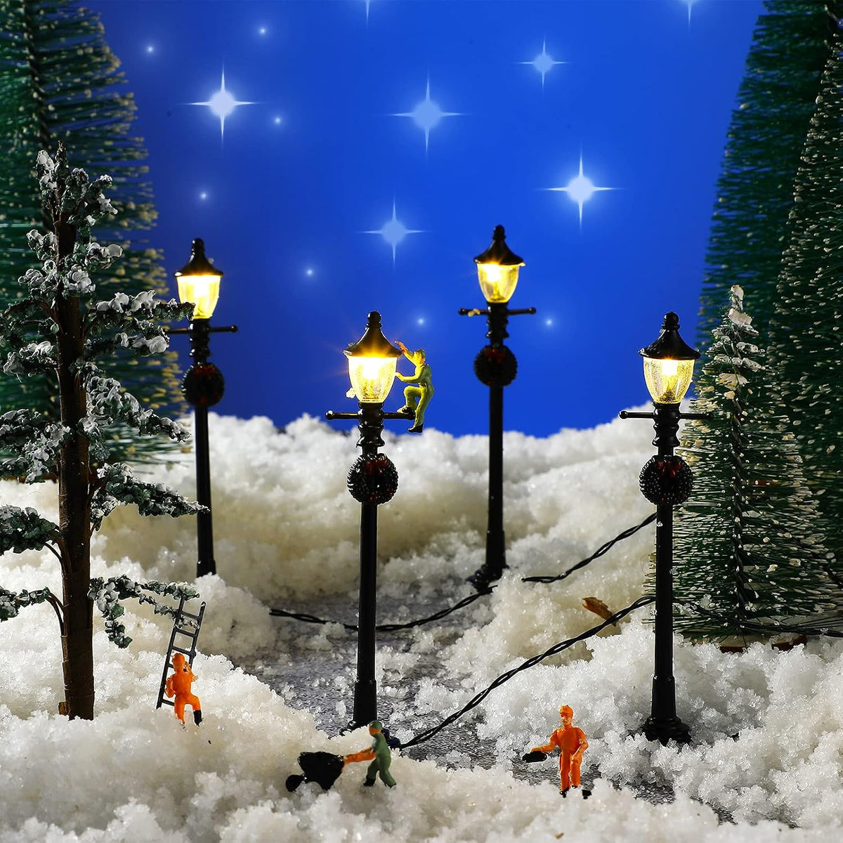 Mudder 12 Pcs Christmas Miniature Village Lamp Post Light - Vivid / 4 - image 3