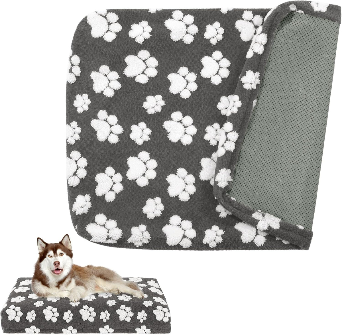 BALAPET Dog Bed Covers,Waterproof Dog Bed Cover Pet Bed Cover with Lovely Dog Paw Print - 40*30*4inch / Dark gray
