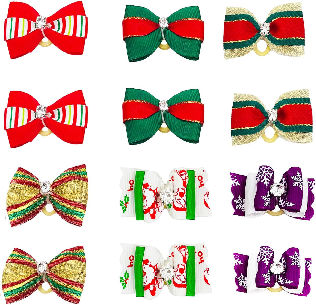 PET SHOW 20pcs Halloween Small Dog Hair Bows with Rubber Bands - 20pcs Christmas - image 4