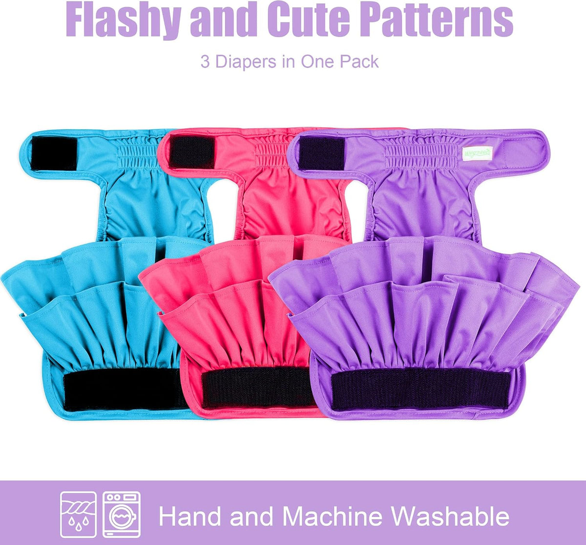 wegreeco Dog Diapers Female - Large (Pack of 3) / Purple, Blue, Red - image 2