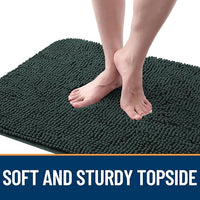 OLANLY Dog Door Mat for Muddy Paws 30x20, Absorbs Moisture and Dirt, Absorbent Non-Slip Washable Doormat, Quick Dry Chenille Mud Mat, Entry Indoor Entryway Carpet for Inside Floor, Blackish Green