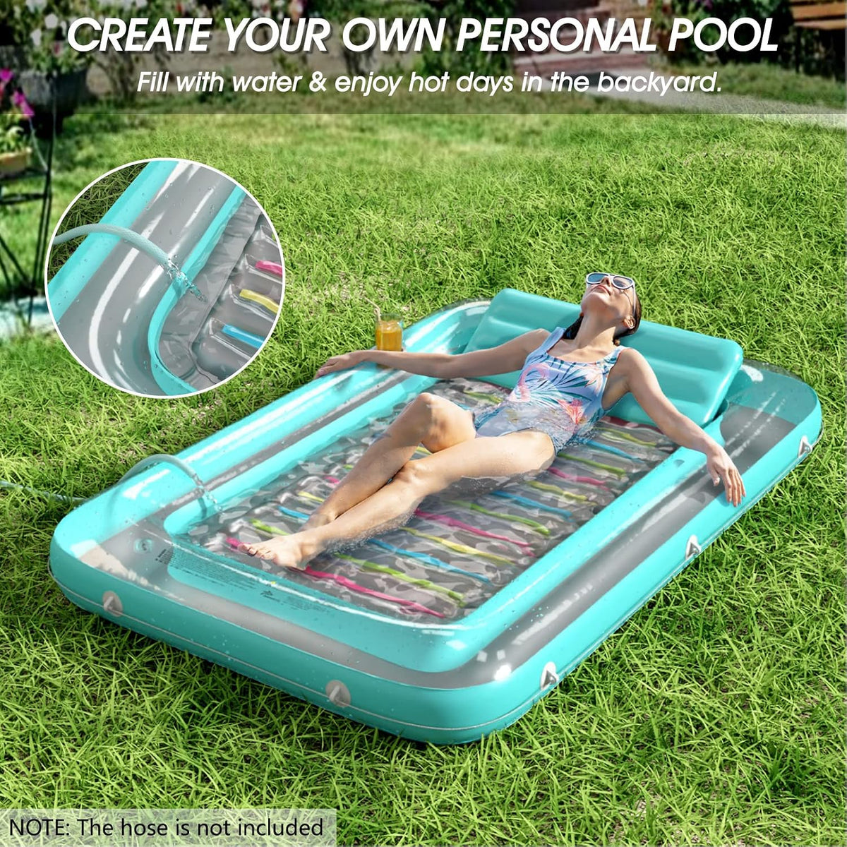 Inflatable Tanning Pool Lounger Float - Mint Green / Large - image 2