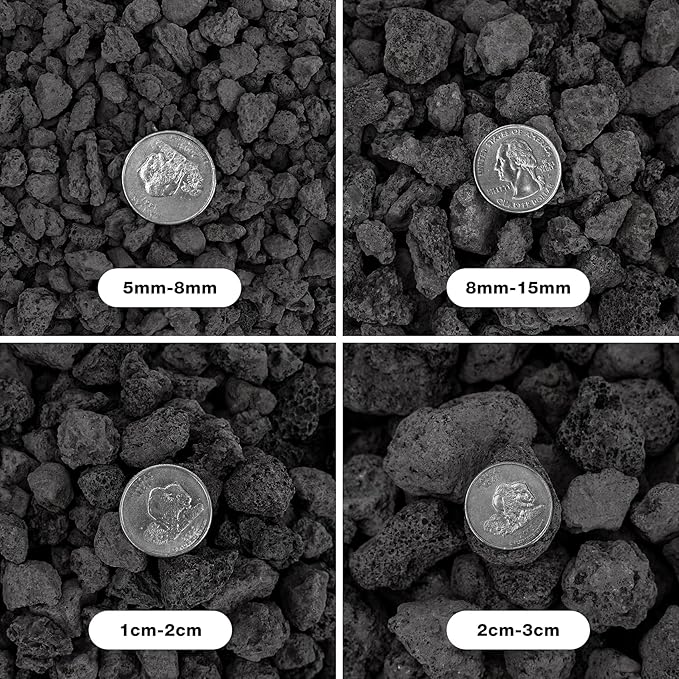 Mr. Fireglass 10 Pounds Black Natural Lava Rock for Indoor Outdoor Gas Fire Pits Fireplaces & Barbecue Grills | Volcanic Lava Stones for Decorating Garden Landscaping, Potted Plants, 0.3"-0.6"
