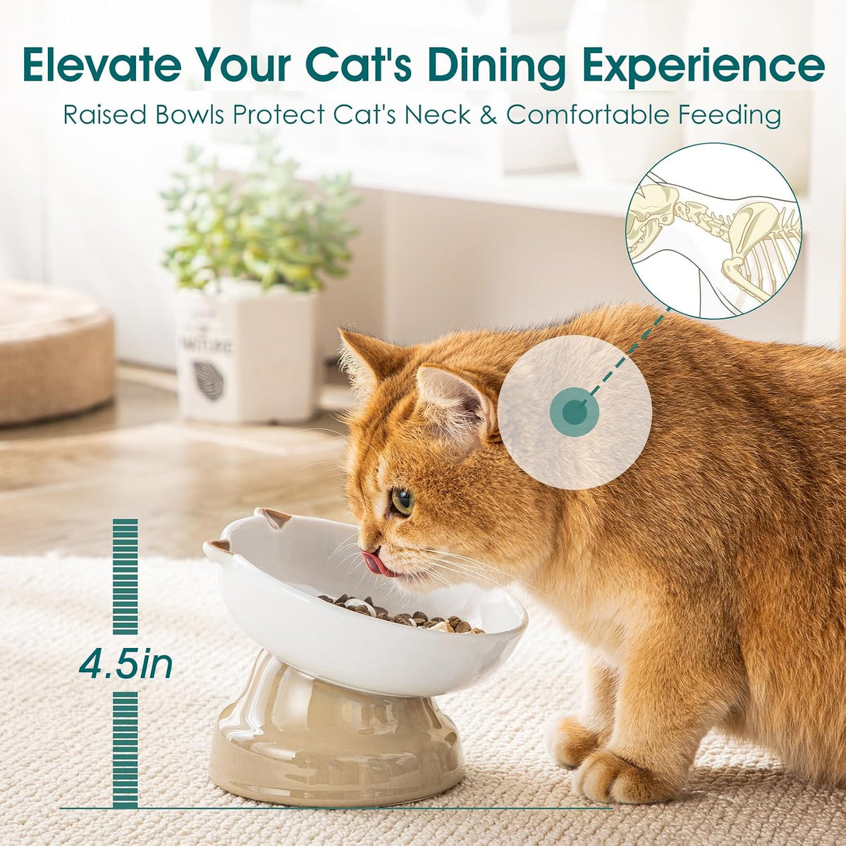 vancasso Slow Feeder Cat Bowls - Brown - image 3