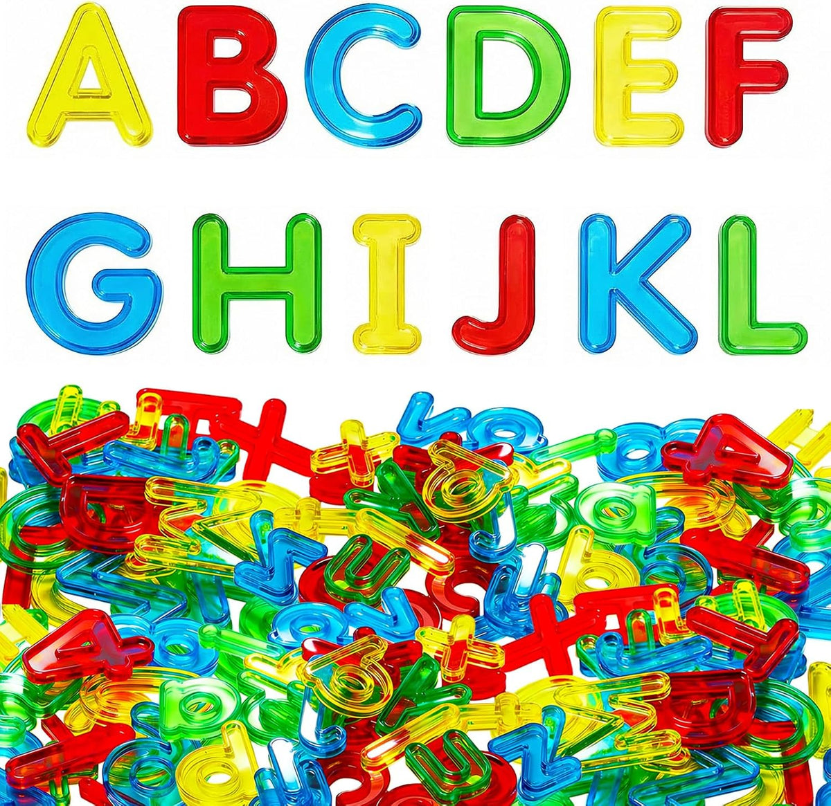Bbiamsleep 67 Pcs Plastic Practice Set Transparent Letters and Numbers – Fun for Kids & Family - Capital Letters