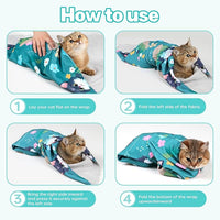 Cat Grooming Wrap, Cat Wrap for Cutting Nails, Self-Adherent Fabric Wrap for Cats, Cat Burrito Wrap Anti-Scratch, Anti-Escape, Multifunctional Swaddle Wrap Pet Tool 35.4×35.4"