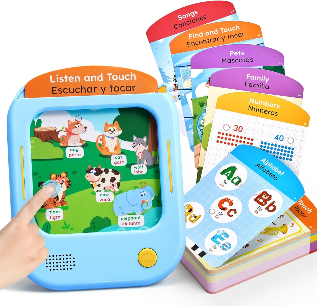 JoyCat Kids Learning Tablet - Blue:English&Spanish-Early Learning