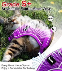 Cat Harness and Leash for Walking Escape Proof Soft Adjustable Cat - Purple / XS (4-6lb) - image 3