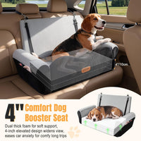 Dog Car Seat for Medium Dogs Up to 60 lb, Thick Cushion - Black & Gray / XL - image 4