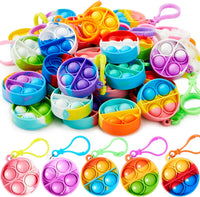 JOYIN Round Pop Fidget Keychain 30 Pack Pop Fidget Toys Bulk Party
