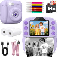 Kids Instant Camera with 64GB SD Card - Purple