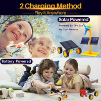 SCAEMO four solar STEM kits for kids with solar car, fan, wind car and wooden plane in gift box - view 2