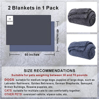 2 Blankets, Dog Cat Pet Blanket, Soft Warm Fleece, for Puppy - Darkgray+navyblue / 60"L x 40"W, 2/Pack - image 2