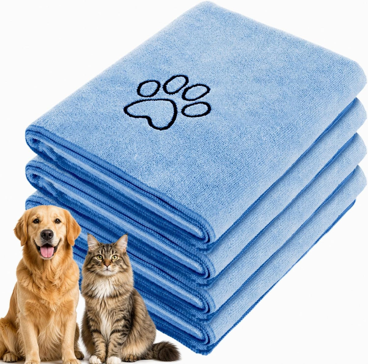 Chumia 4 Pcs Dog Towels for Drying - 30 x 50 Inch / Light Blue