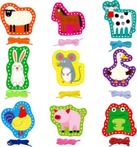 SpriteGru 9 Pieces Kids Lacing Cards - Farm Themed-A