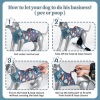 Recovery suit for dogs and cats in stretchy breathable fabric with magic tape closure - view 4