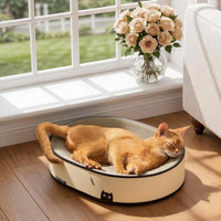 Conlun Oval Cat Scratcher Bed - Black Cat / Medium (16.9"L x 12.9"W x 3.5"Th)