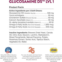 NaturVet Glucosamine DS Level 1 Maintenance, Joint Care Support Supplement for Dogs and Cats, Soft Chews, Made in The USA