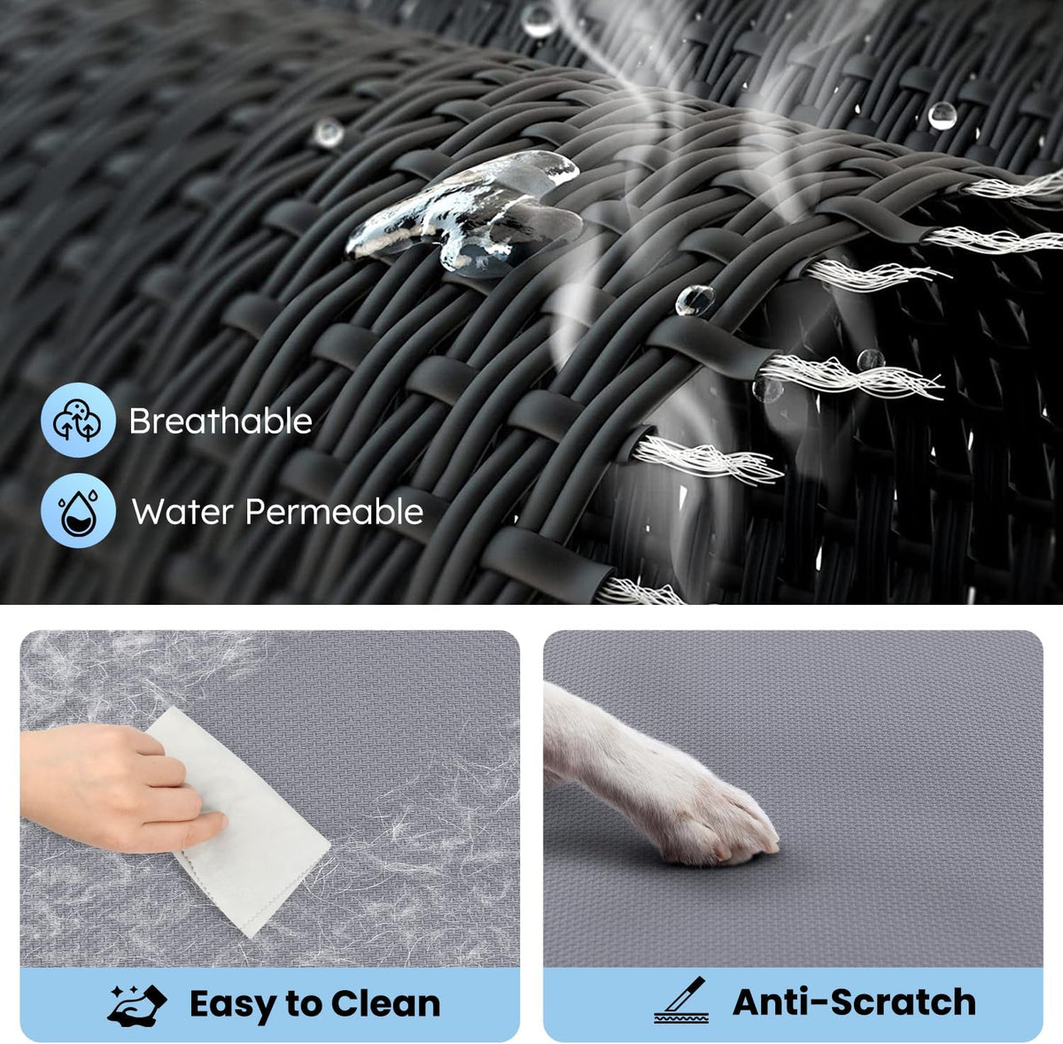 Elevated Dog Bed, Cooling Raised Pet Cot with Chew Proof Mesh Fabric and Steel Frame, Portable Dog - image 3