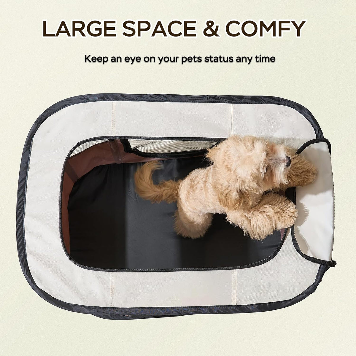 Foldable Pet Cat Playpen, Indoor Cat cage Crates S - Brown / Large（35.4"L x 27.6"W x 23.6"H） - image 3
