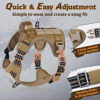 rabbitgoo Tactical Dog Harness for Large - Brown / L(Chest:22"-37",Neck:21.1"-30.3",Back:8.3") - image 2