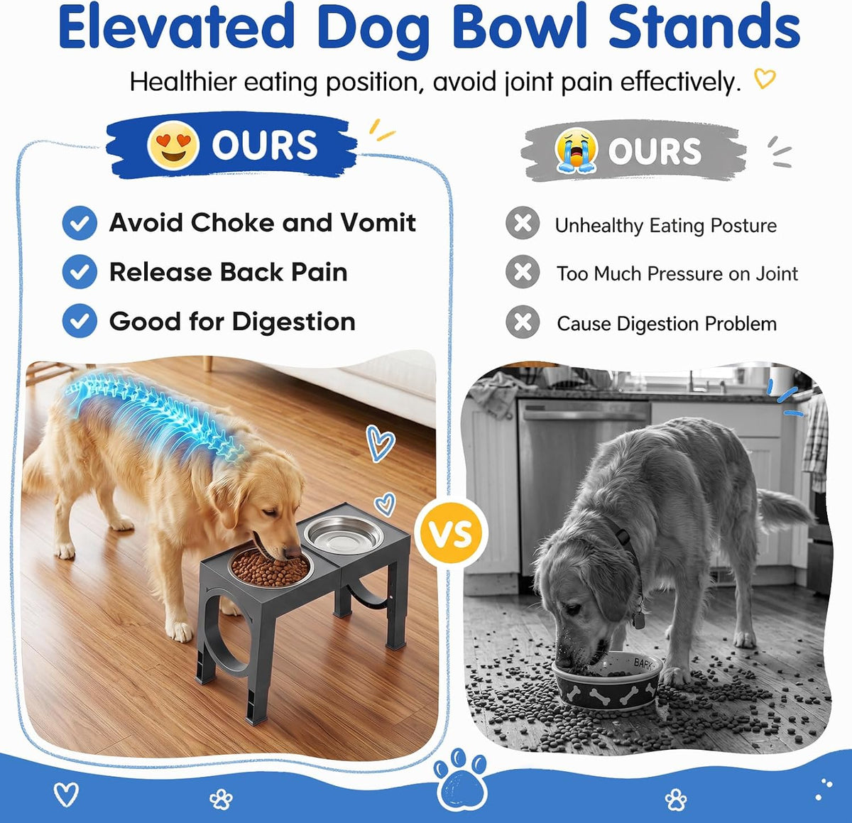 XIAZ Elevated Dog Bowls Large Breed Raised Dogs Bowl Stand - D-Grey / Basic - image 3