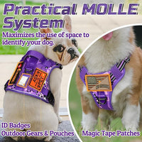 rabbitgoo Tactical Dog Harness for Small Dogs, No Pull Military Service Vest with Handle & Molle, Easy Control for Training Walking, Adjustable Reflective Straps, Purple Camo, S
