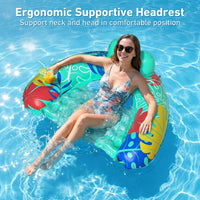 SEETOHOME 3 pack inflatable pool float chairs for adults in blue, green and pink - view 5