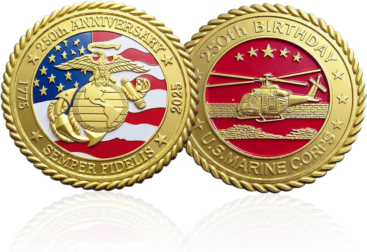 Lastikor 2 inch Marine Corps 250th anniversary coin in copper color - view 3