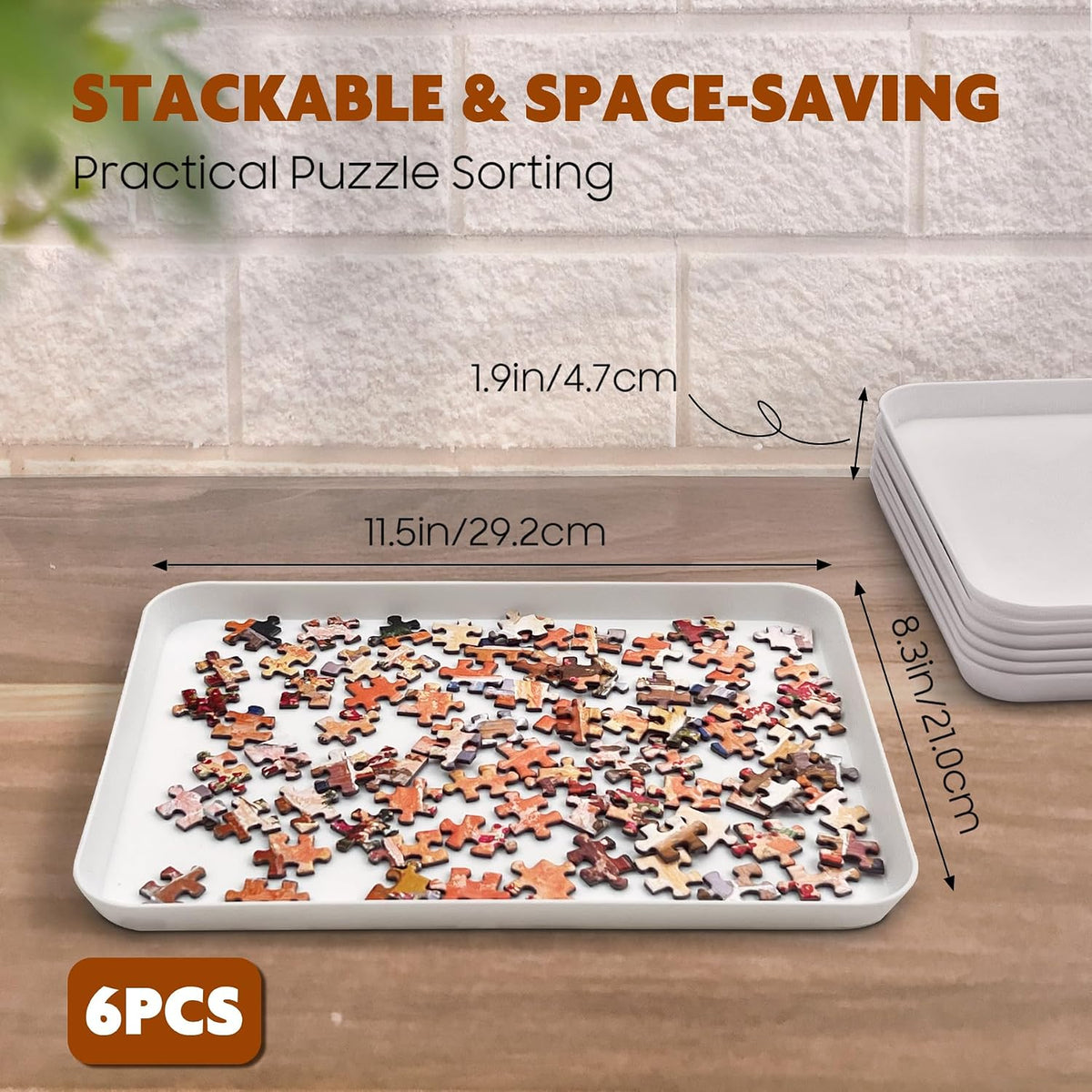 Nariolar extra-large stackable puzzle sorting trays in 6 colors - view 4