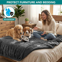 PetAmi Waterproof Dog Blanket for Medium Large Dog Pet, 60x40 - Queen 90 X 90 Inches / Gray/Gray Sherpa - image 2