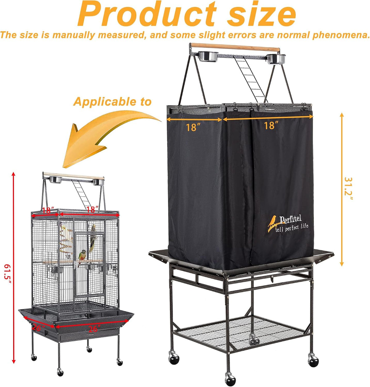 Bird Cage Cover Black Good Night Blackout Birdcage Cover – Essentials for Birds - 61 inch - image 2