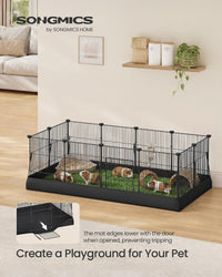 SONGMICS Pet Playpen with Floor, Small Animal Playpen – Essentials for Small Pets - Black / 12 Panels - 47.2"L x 23.6"W x 15.7"H - image 2