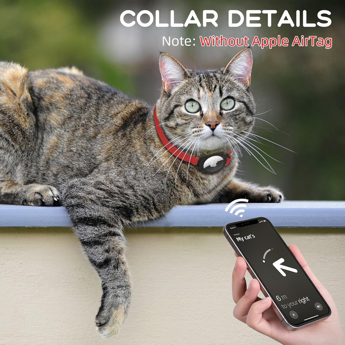 AirTag Cat Collars, Stretchy Collar with Air Tag Holder and Bell – Essentials for Cats - Red - image 4
