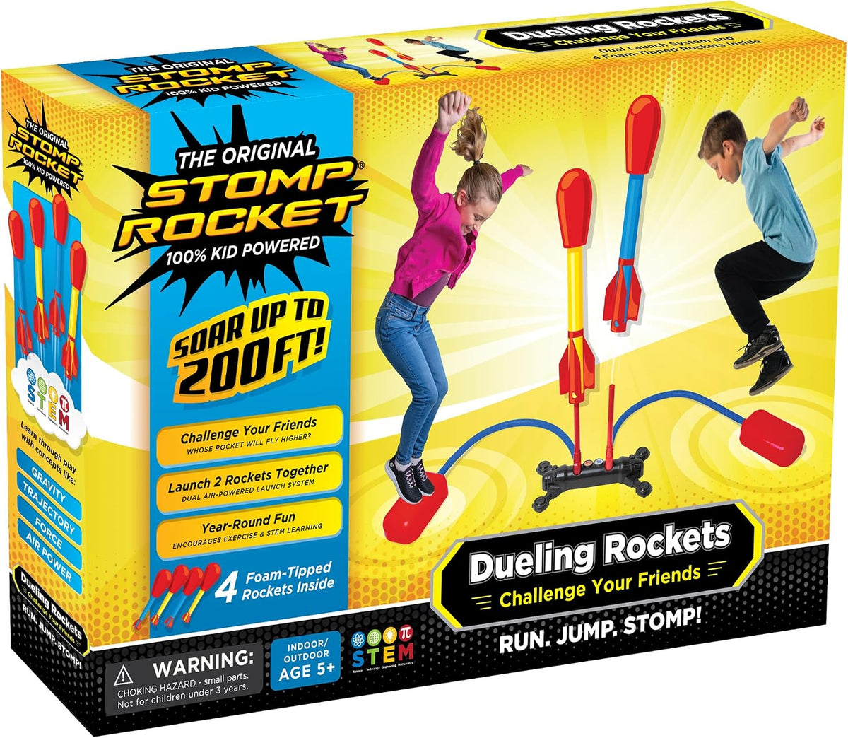 Stomp Rocket Original Dueling Rocket Launcher for Kids - Dueling Launcher + 4 Rockets