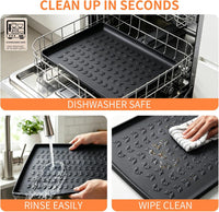 Silicone Pet Feeding Mat, Dog Cat Food Water Bowl Mat - Black / 22"L x 14"W - image 3