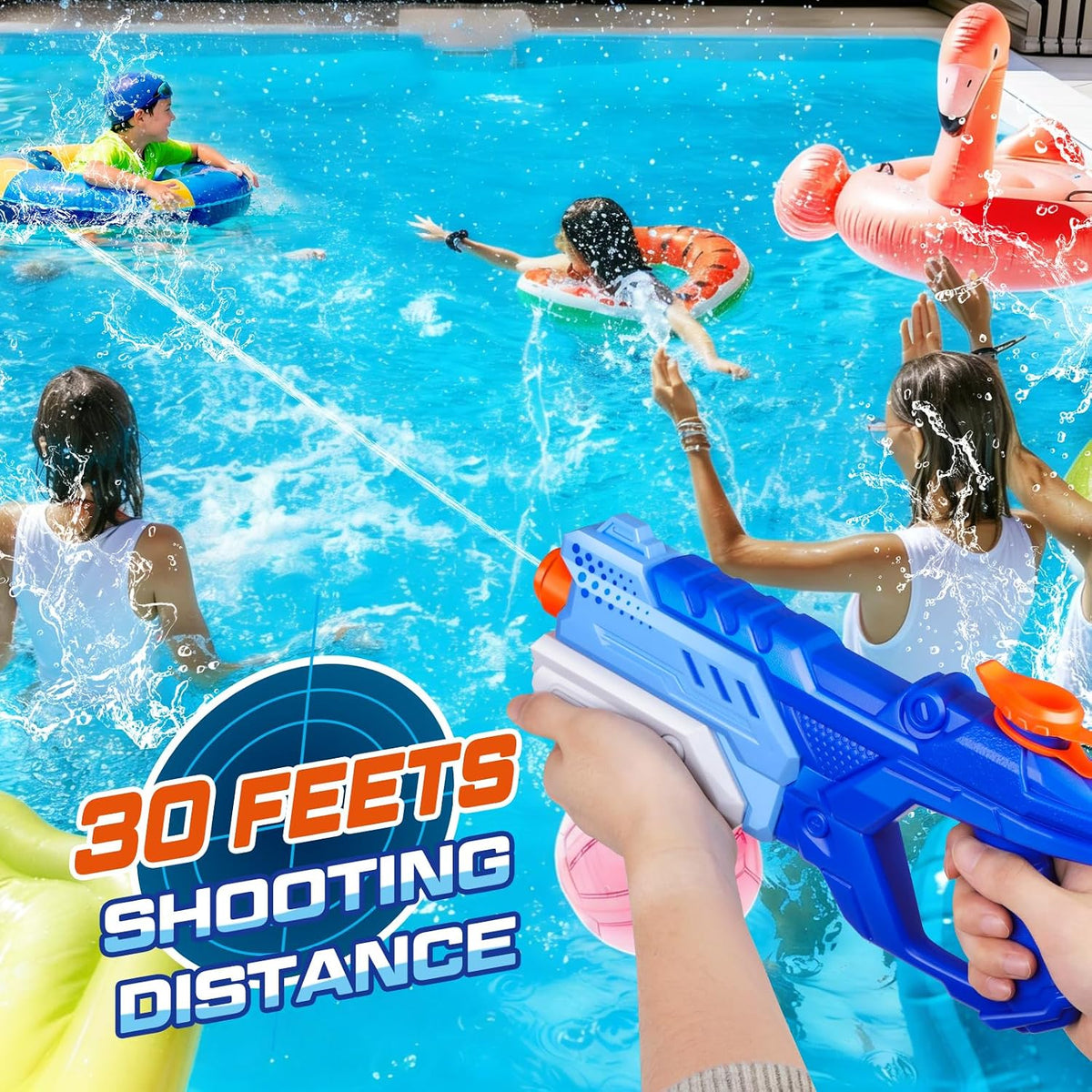 Quanquer 3 Pack Water Guns for Kids Adults - Blue Orange Cyan - image 2