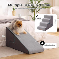 Gardner Pet Dog Stairs for Small Dogs 14" H - Grey 2in1 / 4.0 / 15.75"x30"x22"Deformable - image 2