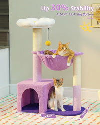 Flower Cat Tree with Large Metal Frame Hammock - 35" Upgraded Flower Cat Tree / Purple - image 3