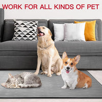 39.4"x29.5" Largest Pet Food Mat, Silicone Dog Mats for Food and Water, Nonslip Pet Feeding Mats for Floors,Dog Cat Bowl Mat with Raised Edges, Gray Blue