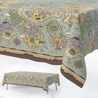 FUN RACCOON pirate party tablecloth with vintage treasure map and pirate ships print - view 5
