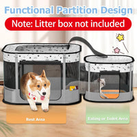Cat Playpen, Portable Pet Dog Playpen - Grey / 32" × 24" × 22" - image 2