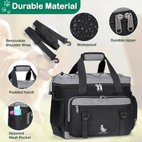 IGOLUMON Dog Travel Bag Large Pet Travel Bags Set for Supplies Weekend Travel Kit Tote Organizer Multi-Pockets Food Travel Bag with 2 Extra Large Food Containers, 2 Dog Bowls, 1 Feeding Mat